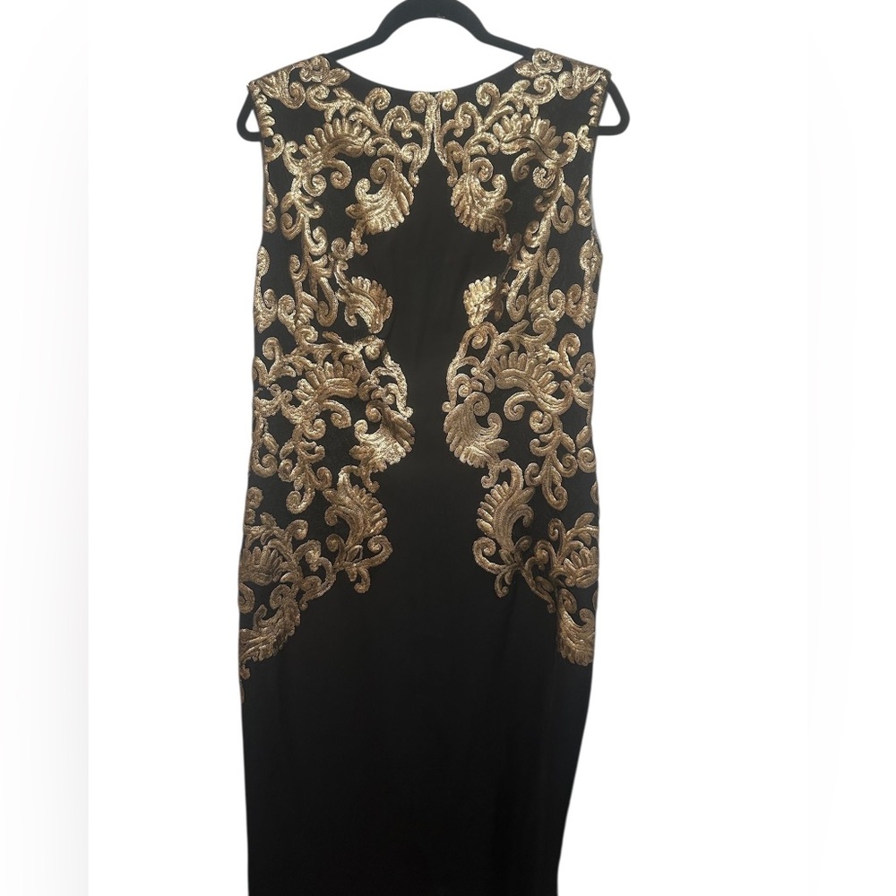 Tadashi Shoji Black Dress with Gold Embroidery - Picture 2 of 7